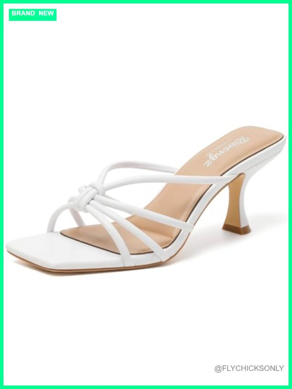 Mule Kitten Heels Strappy Dress Sandals Backless Square Open Toe